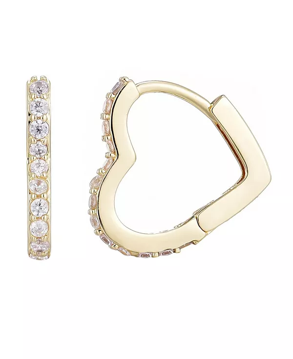 

Серьги-Кольца в форме сердца с позолоченными кубическими цирконами Adornia, gold