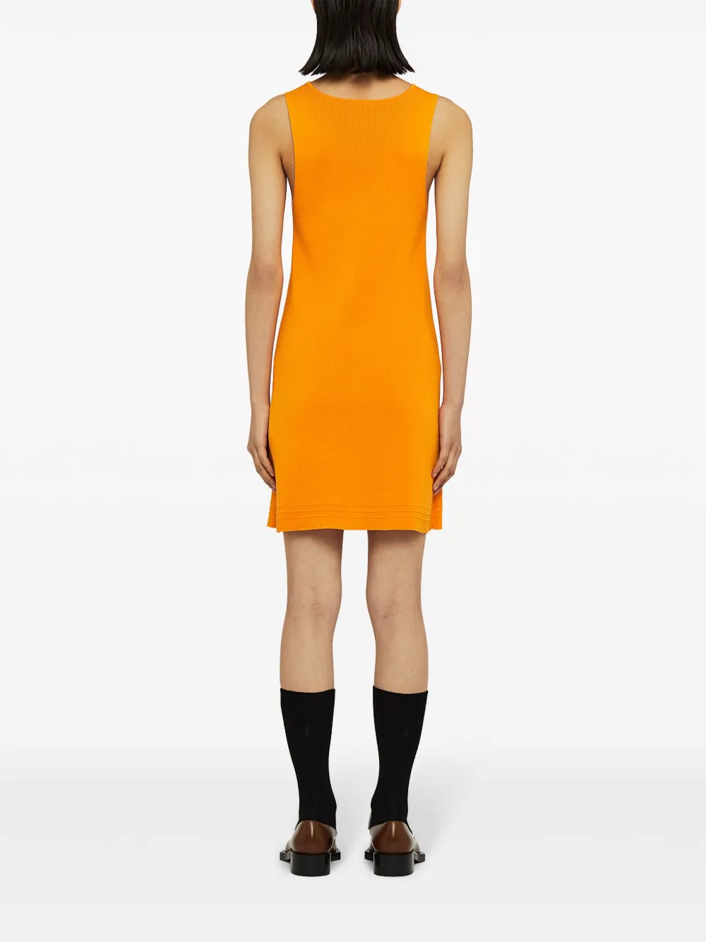 Трикотажное платье мини с V-образным вырезом JIL SANDER, оранжевый — фото 3