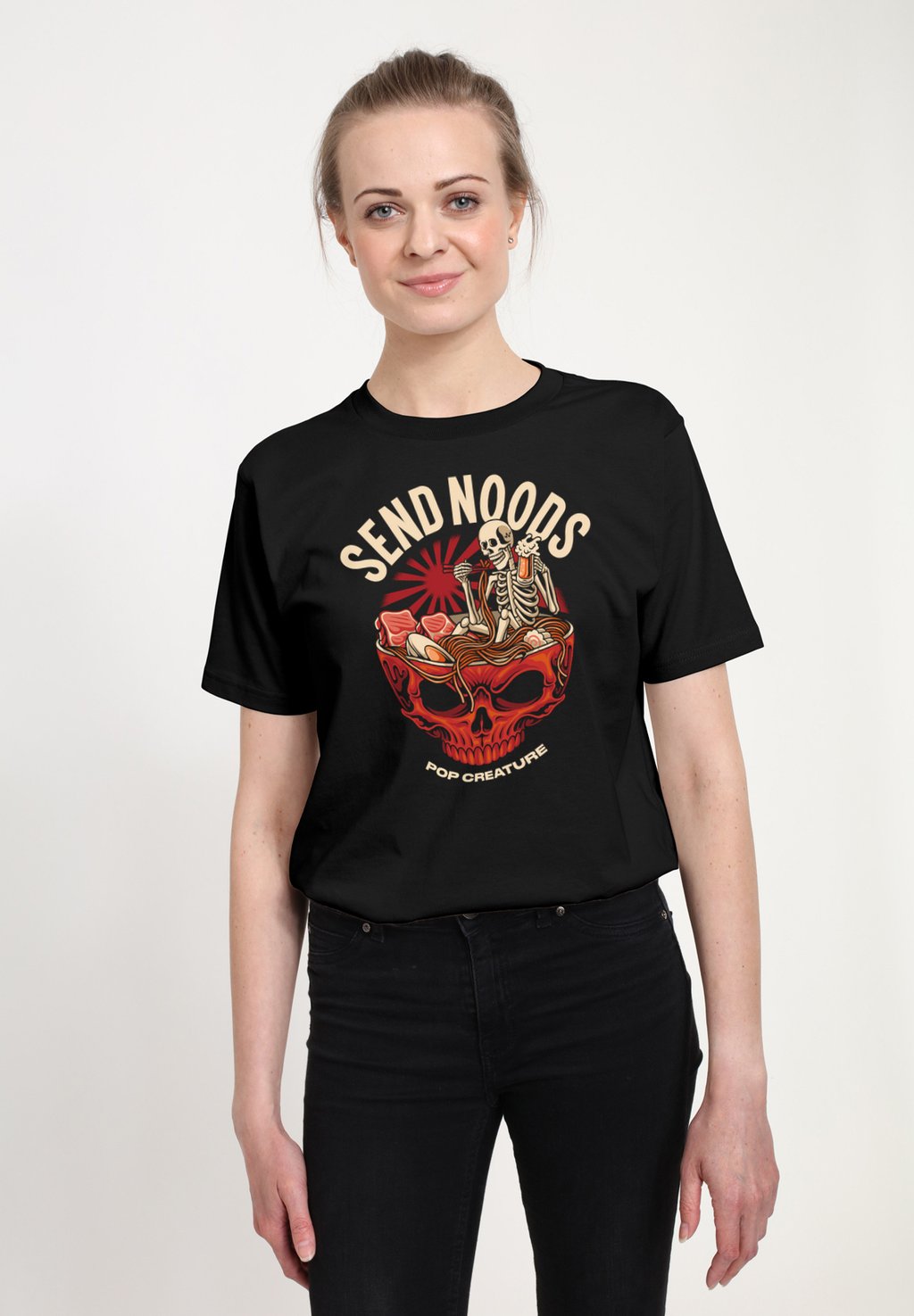 

Футболка с принтом POP CREATURE SEND NOODS Henry Tiger, черный