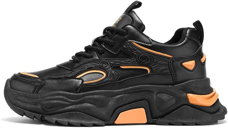 

Мужские модные массивные кроссовки - верх из дышащей сетки и кожи, стильный дизайн для повседневной носки Pilluren, черный