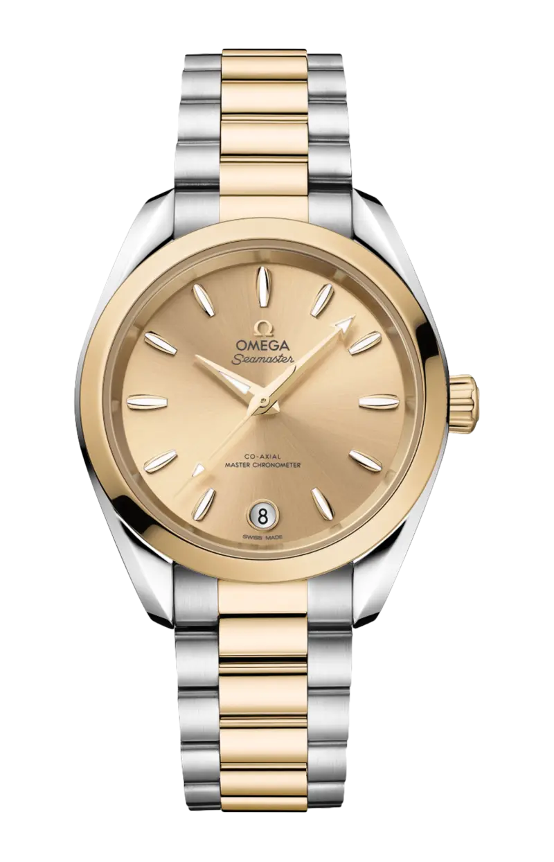 

Seamaster aqua terra shades 34 мм, нержавеющая сталь - золото moonshine на нержавеющей стали - золоте moonshine - 220.20.34.20.08.001 OMEGA