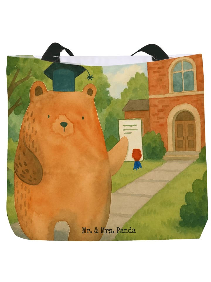 

Mr. & Mrs. Panda Сумка-шоппер с дизайном «Медведь на экзамене» без слогана, белого цвета