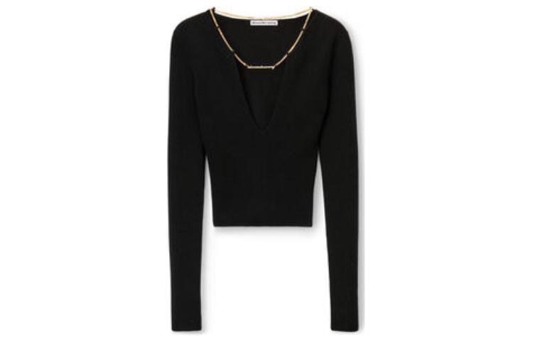 

Декоративная цепь V-образный вырез вязаный топ Alexander Wang, черный