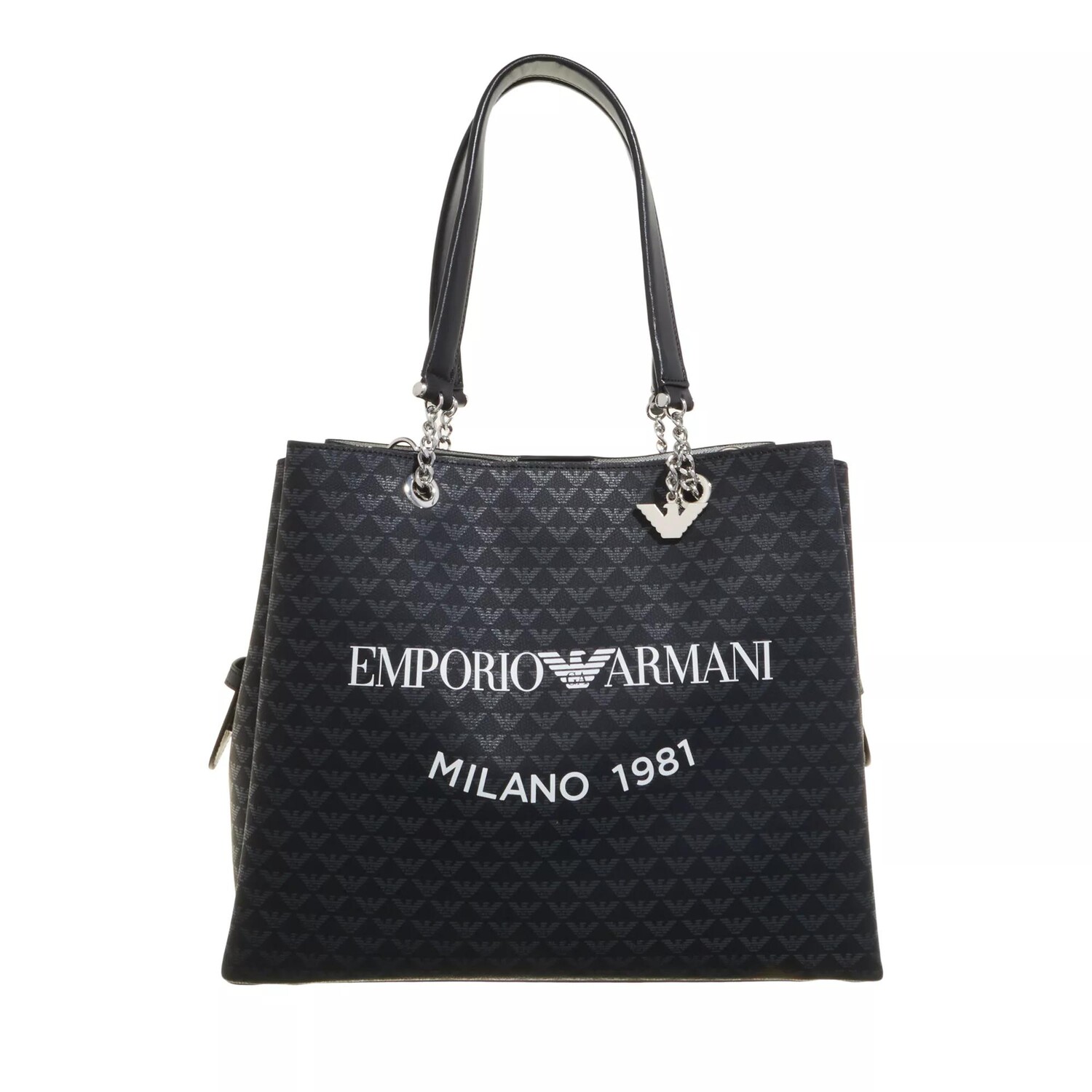 

Сумка тоут с орлом + логотип Emporio Armani, черный