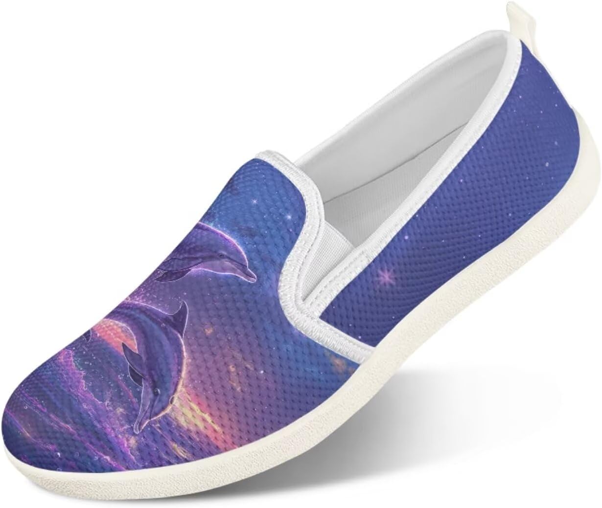 

Мужские туфли с животным принтом, слипоны, удобные лоферы, модные повседневные кроссовки, сетчатые плоские туфли, широкие, легкие, размеры 4-9 Twousenru, Starry Dolphins