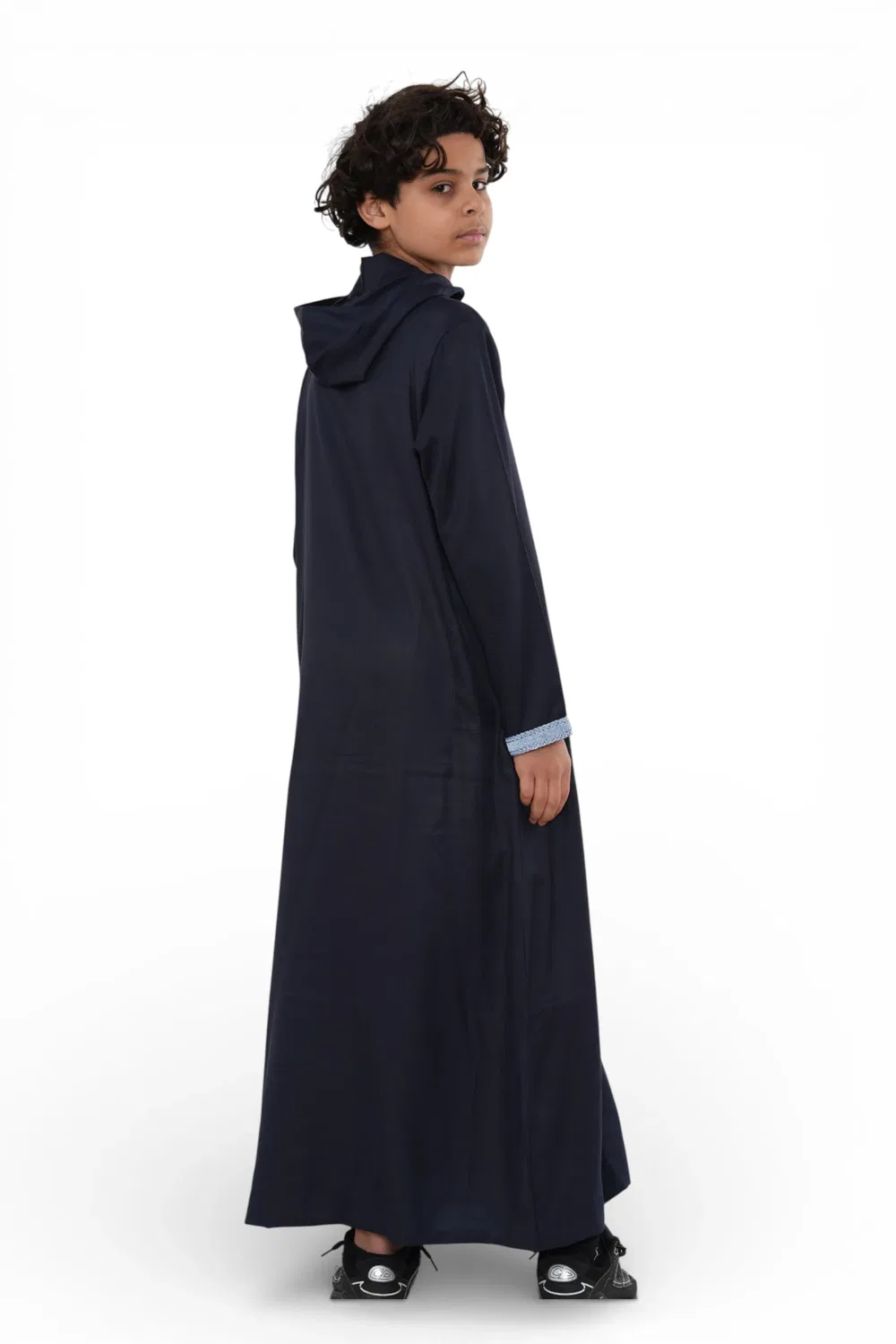 Arabic Thobes Детская марокканская блузка с капюшоном для мальчиков, темно-синяя, на Ид, джеллаба, джубба для Рамадана - K-HM3 — фото 3