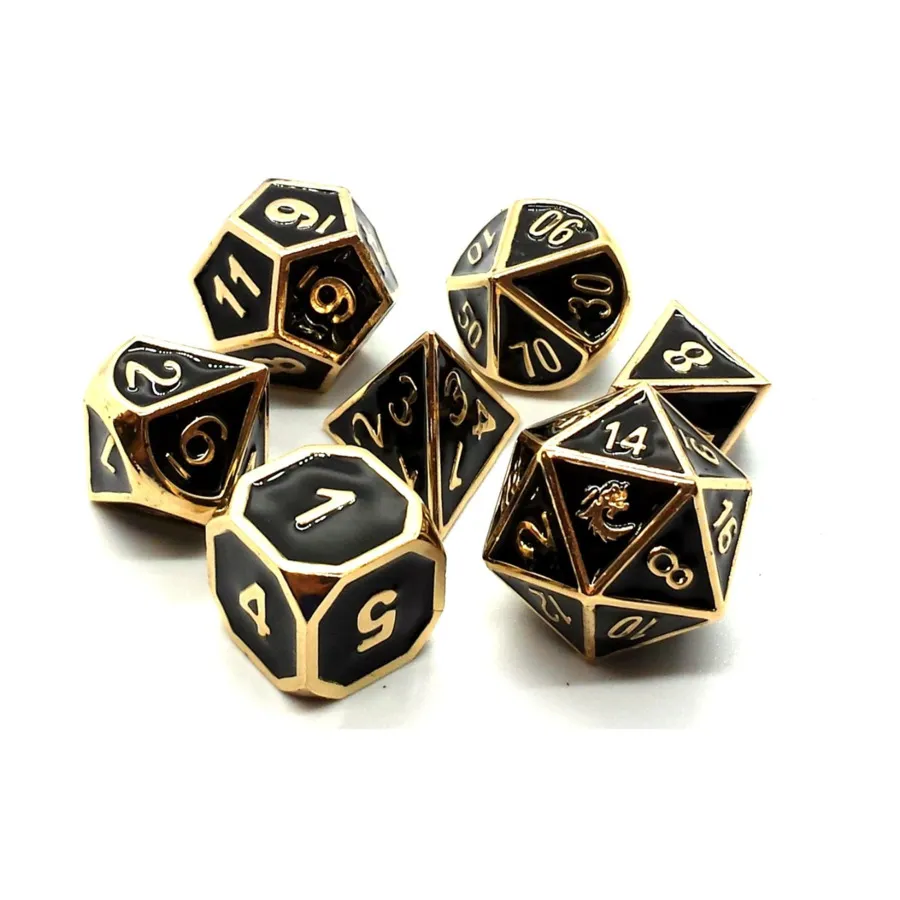 

Набор Poly — черный с золотом (7), Metal Dice - Elven Forged