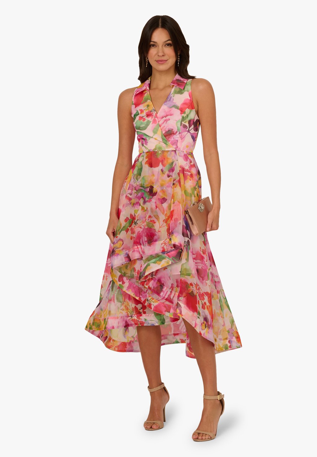 

Повседневное платье PRINTED HIGH-LOW Adrianna Papell, розовый