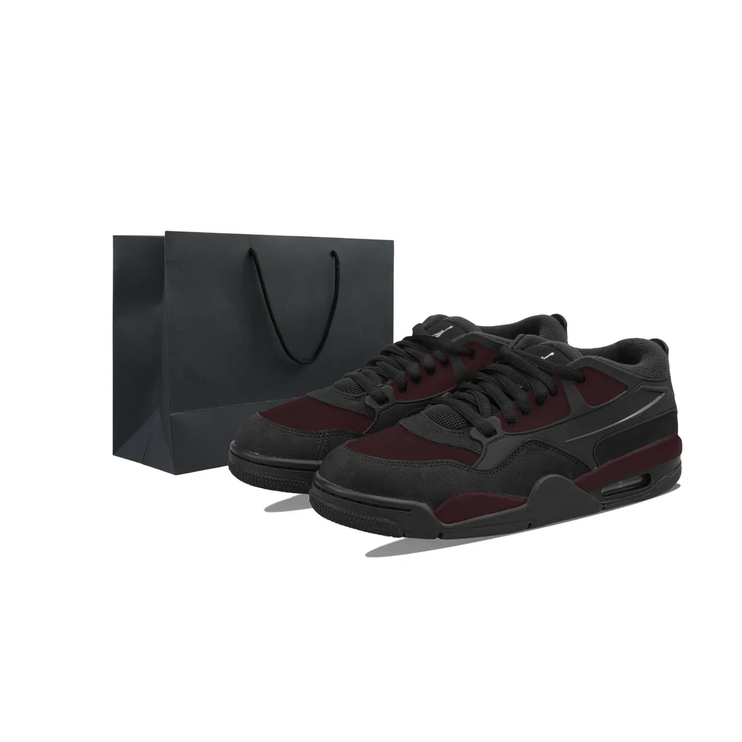 

Air 4 элегантные нескользящие износостойкие низкие детские повседневные туфли бордовые для подростков Jordan, бордовый