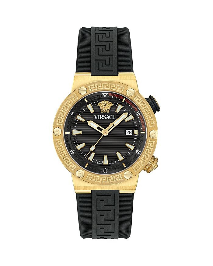 

Дайверские часы Versace Greca с логотипом, 43 мм, золотой