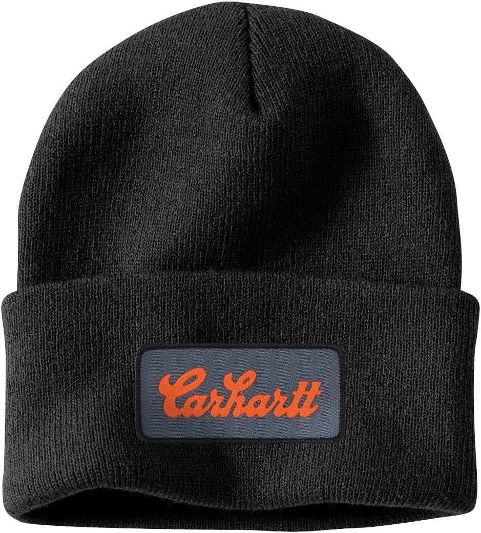 

Carhartt мужская вязаная шапка с манжетом и нашивкой, Black