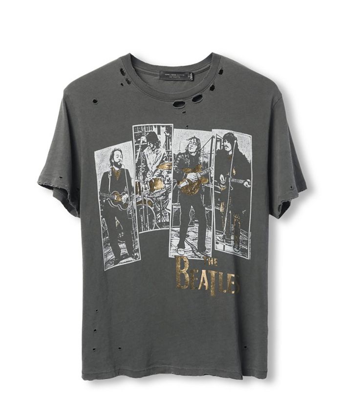 

Женская футболка The Beatles Rooftop в винтажном стиле с эффектом потертости Junk Food Clothing, серый