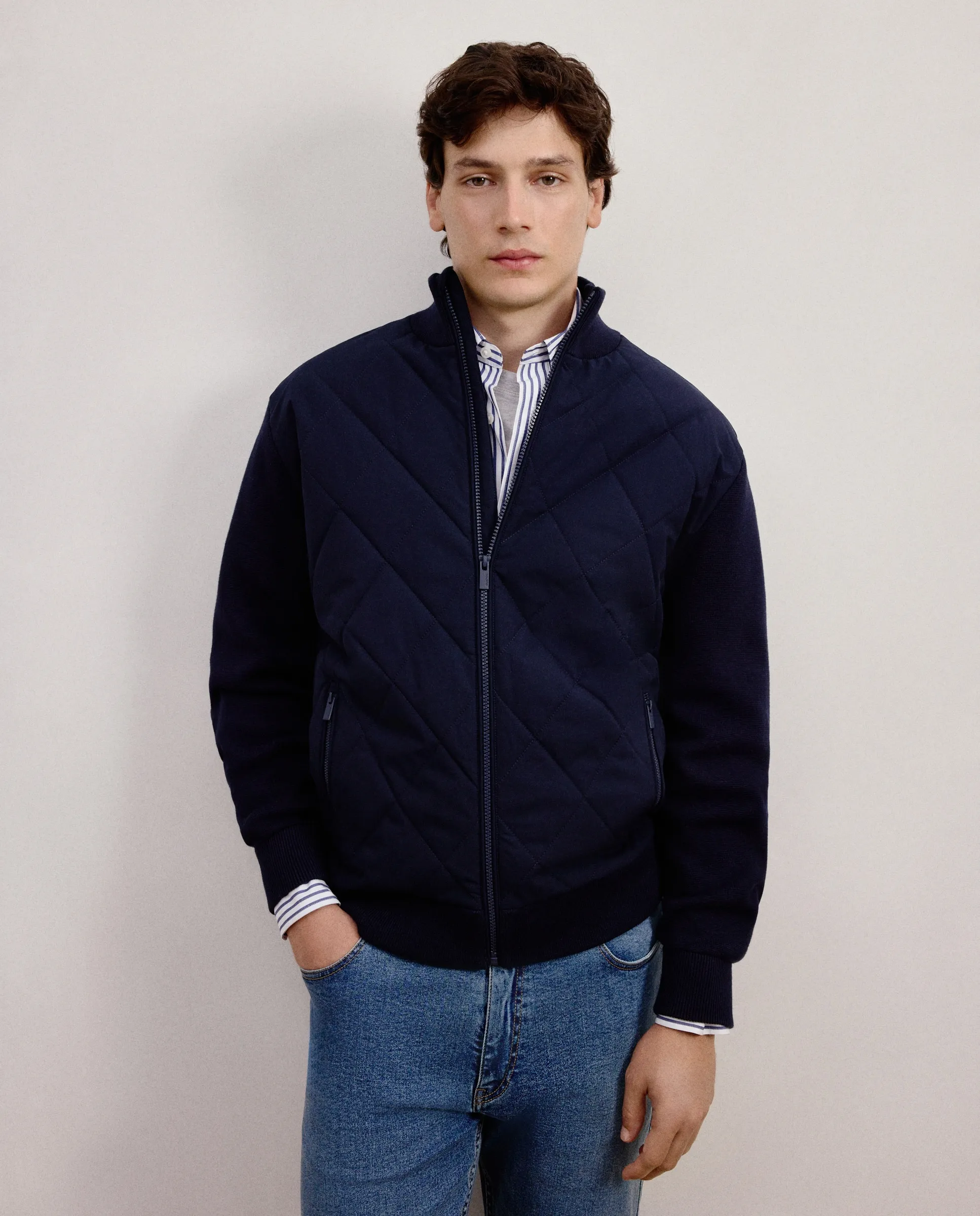 

Мужская куртка с ромбовидным узором Dustin, темно-синий