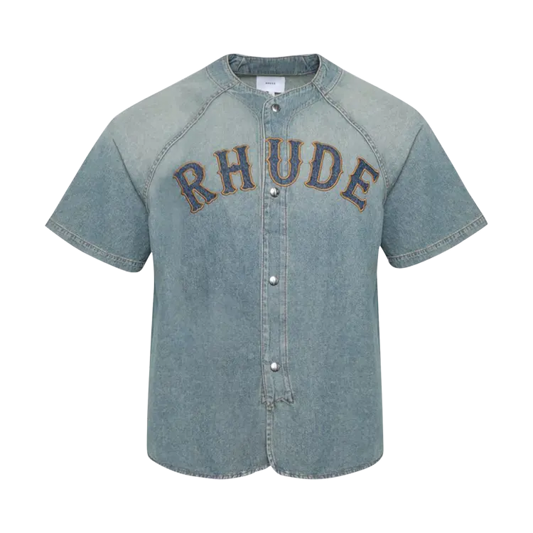 

Рубашка Rhude Baseball Denim 'Dark Indigo', синий