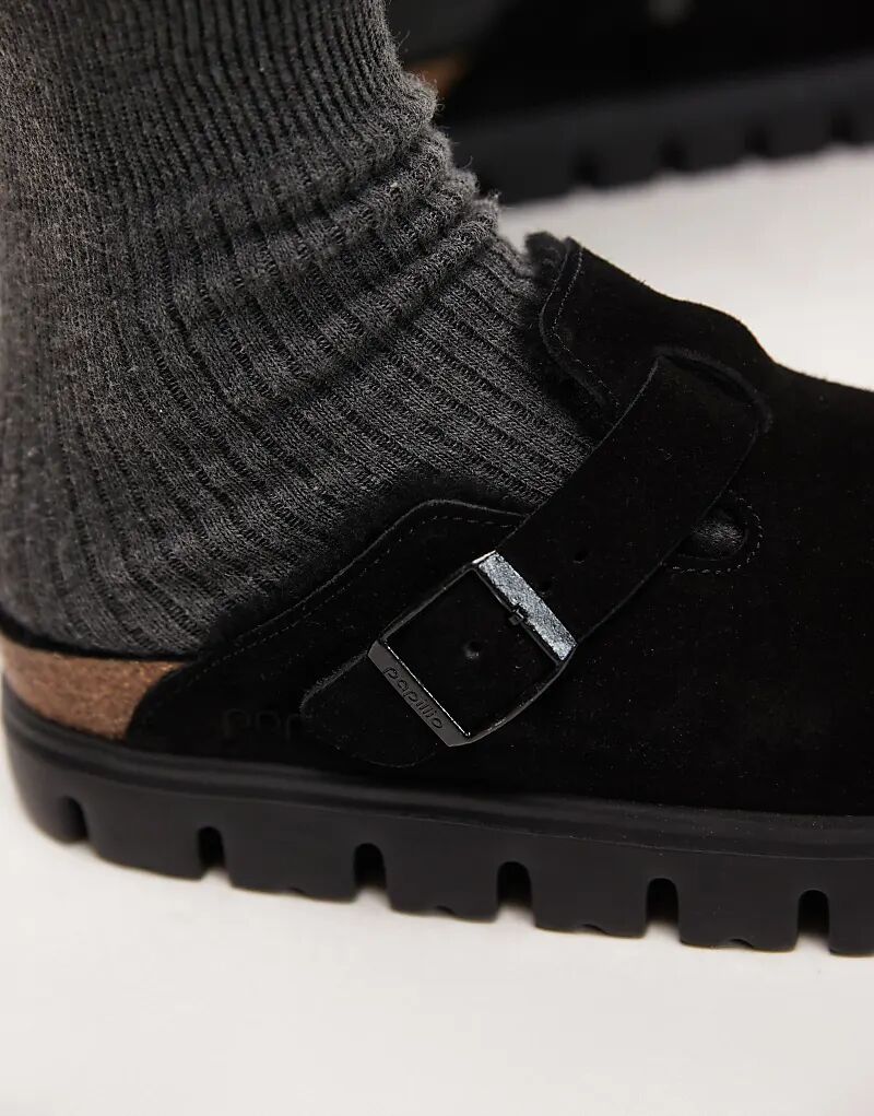 Сабо Birkenstock Boston с подкладкой из толстой овчины, черного цвета — фото 4