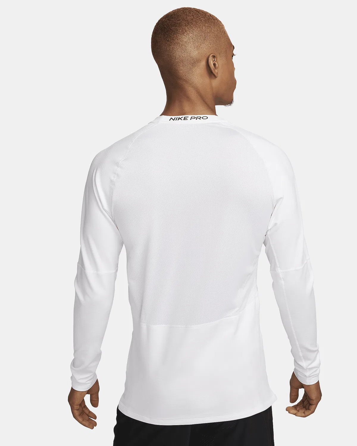 Мужская длинная футболка Nike Pro Warm, White/Black — фото 2