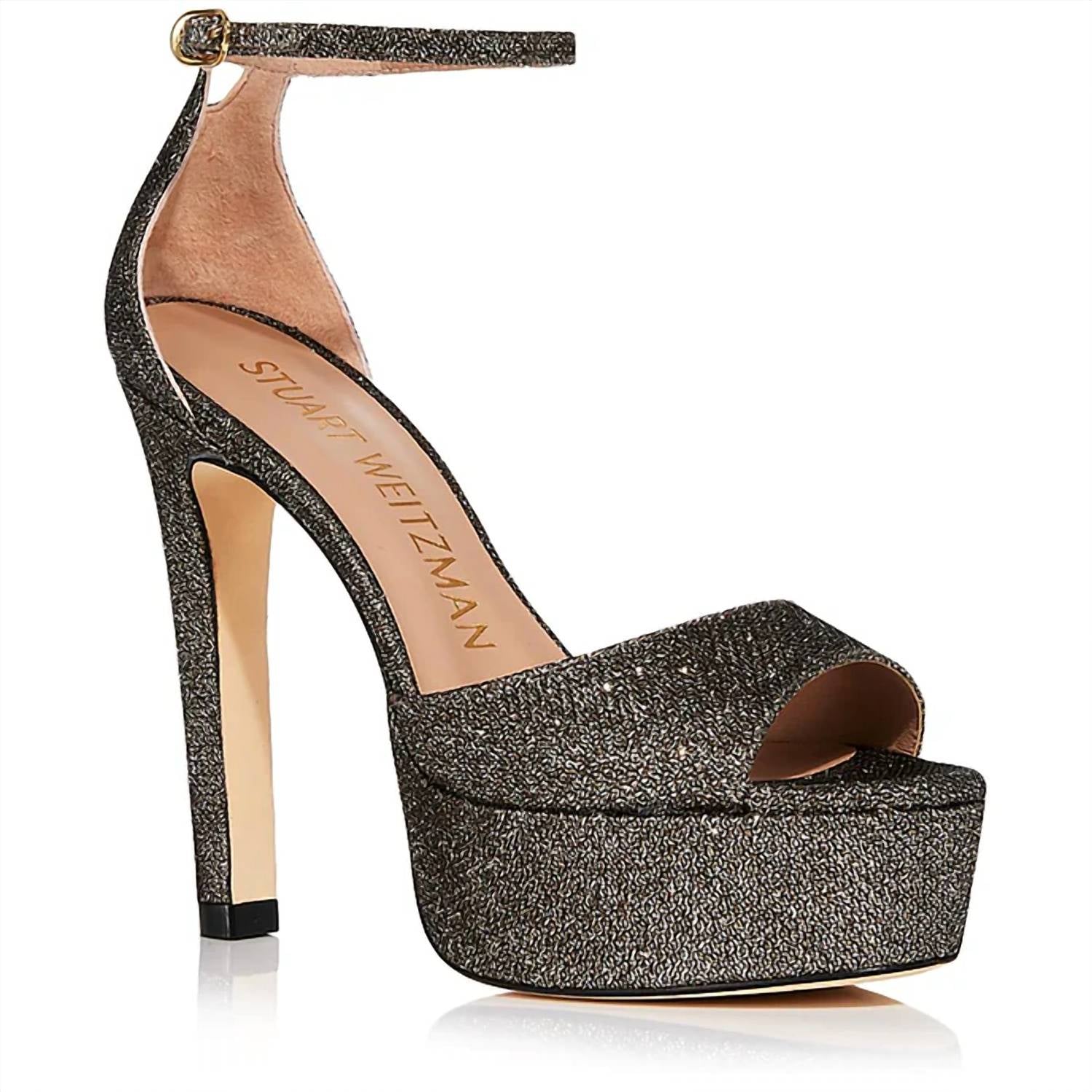 Диско-сандалии на платформе с ремешком на щиколотке в новом цвете Pyrite Stuart Weitzman — фото 3