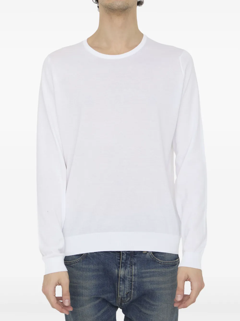 

Легкий джемпер с круглым вырезом John Smedley, белый