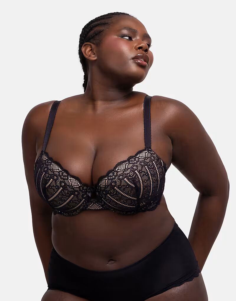 

Легкий бюстгальтер-полуторка Celine черного цвета с мягкими чашечками Dorina