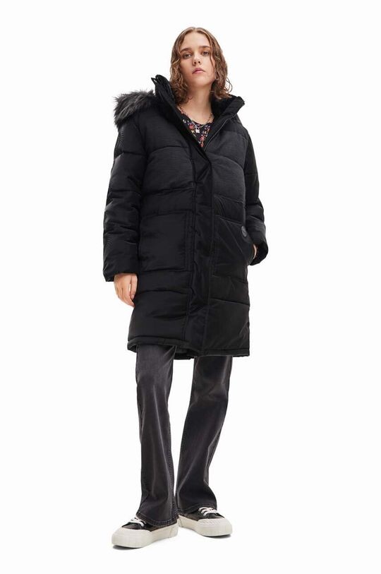 

Пальто 23 WWW98 ЖЕНСКОЕ ДЛИННОЕ ПАЛЬТО С ТКАНОЙ СТЕГОЙ Desigual, черный