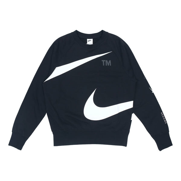 

Толстовка men's swoosh ft crew large logo printing knit round neck pullover autumn black Nike, черный
