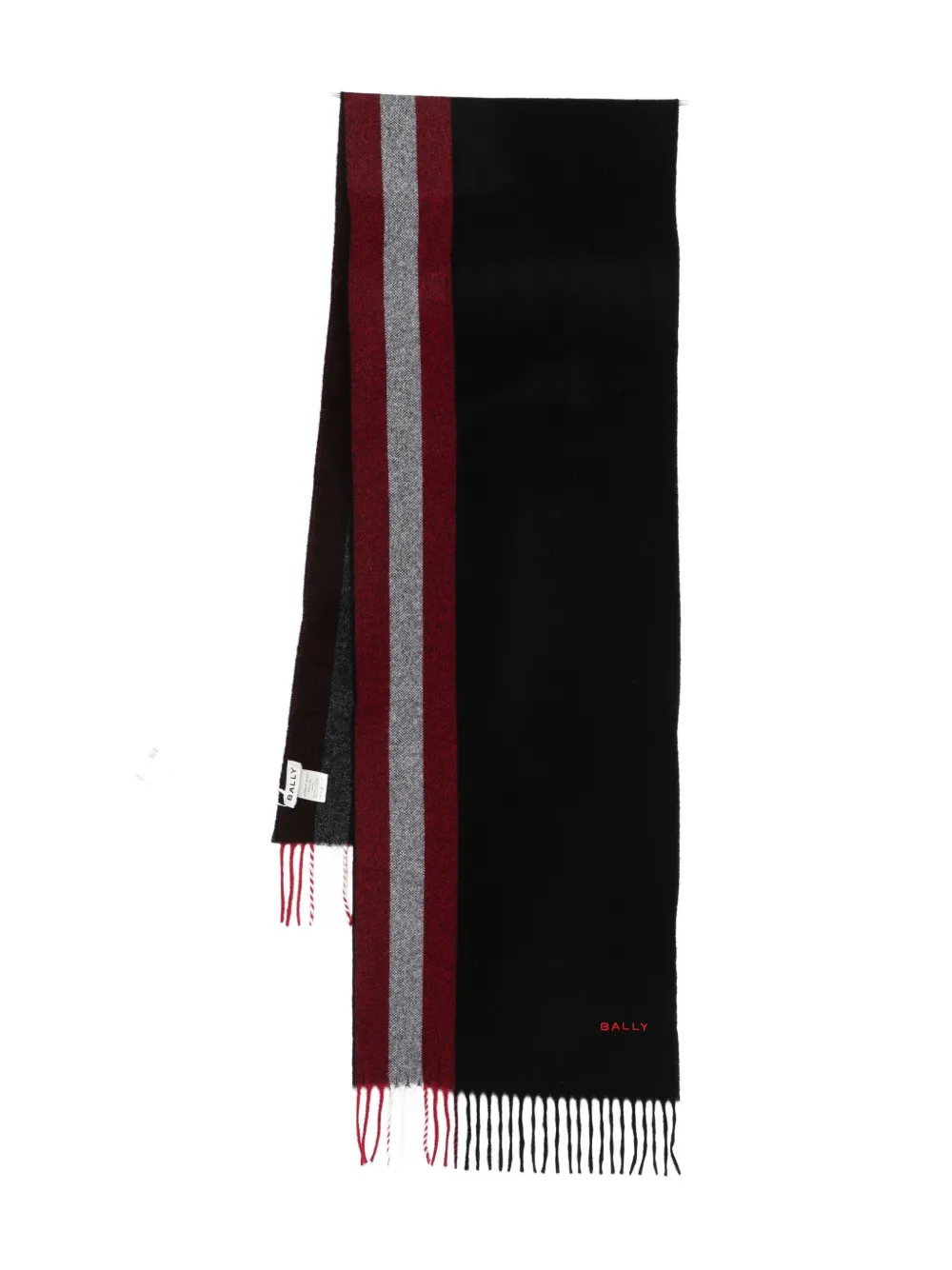 

Полосатый шарф с бахромой Bally, черный