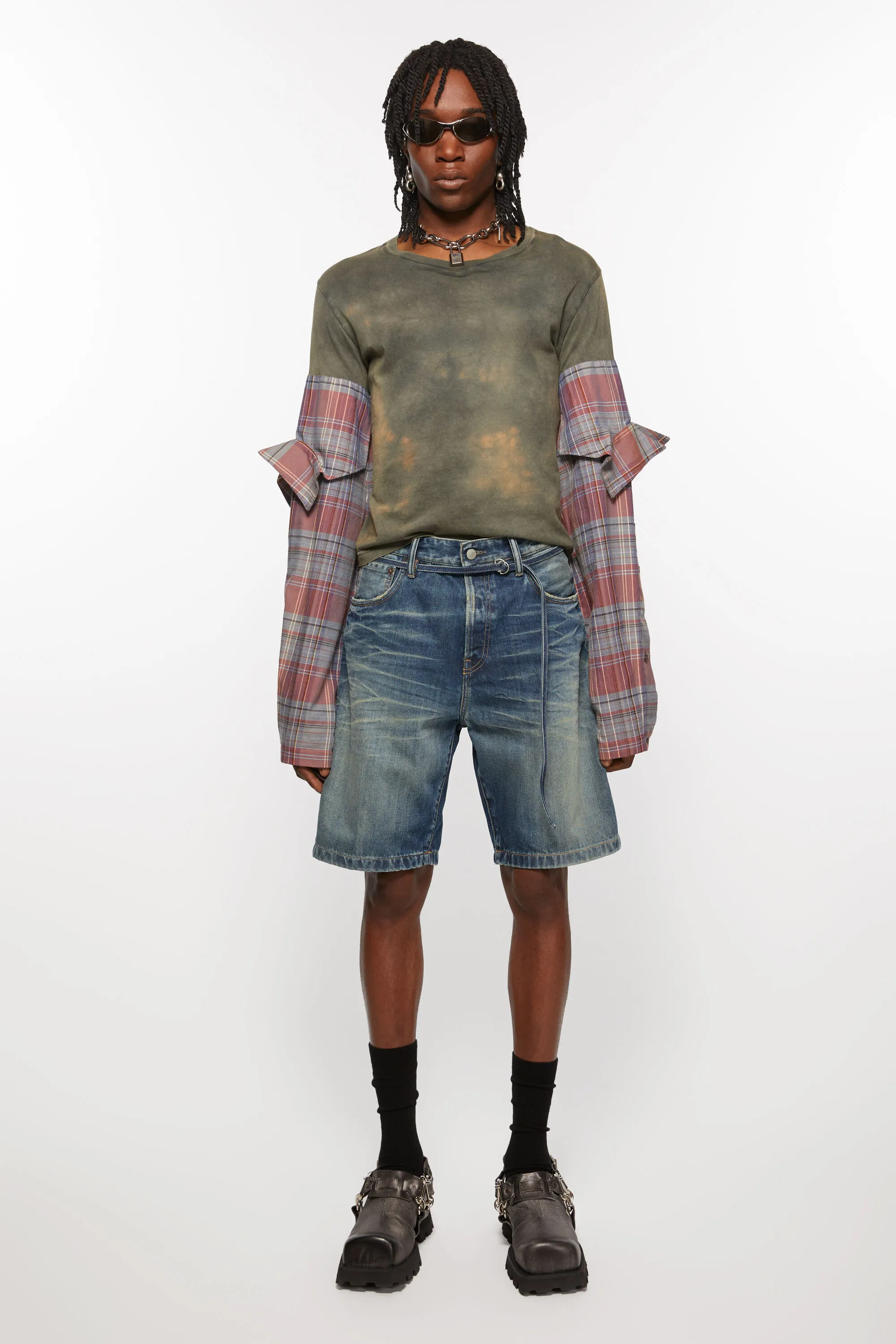 

Джинсовые шорты свободного кроя Acne Studios, цвет Mid Blue