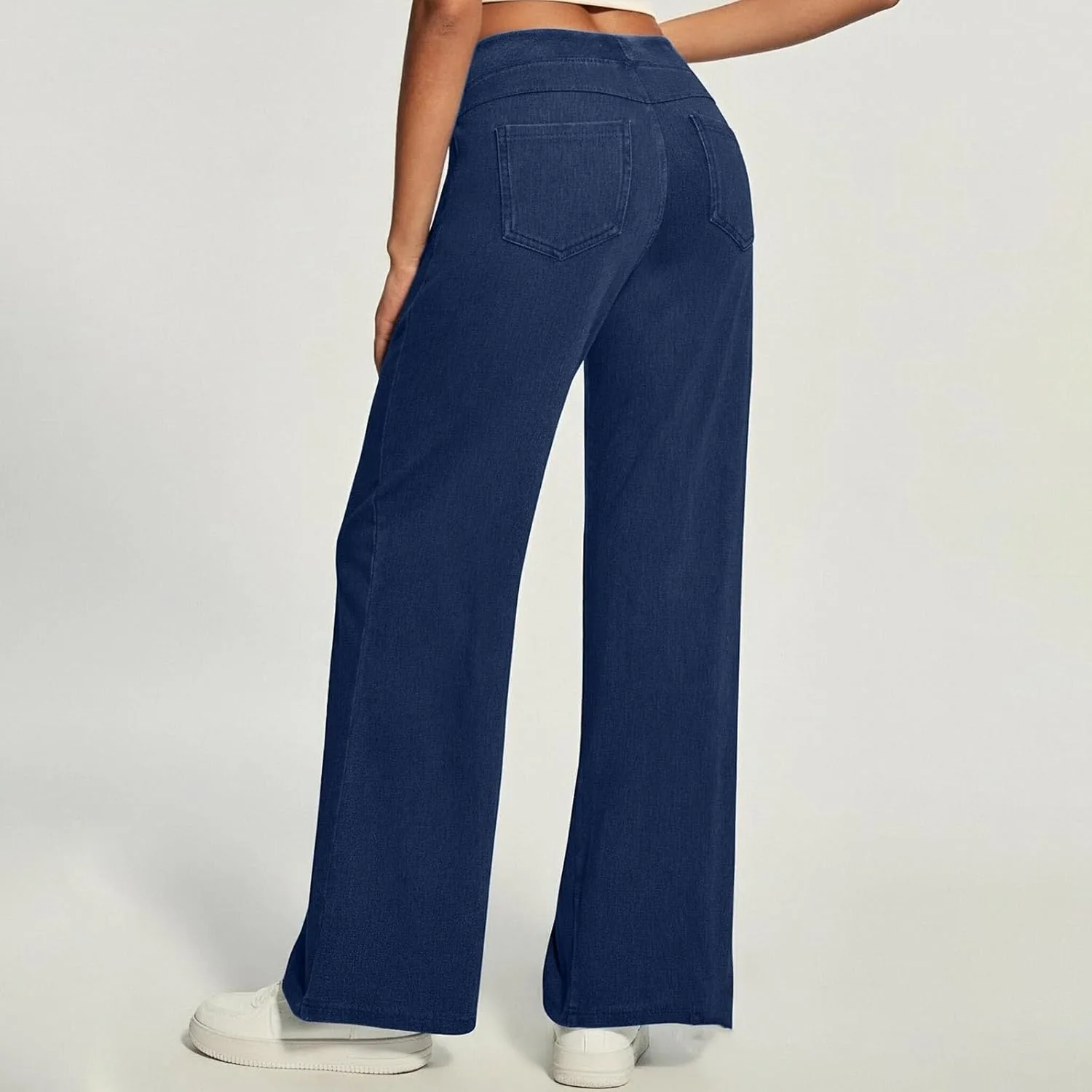 Джинсы женские Pull on Denim Pants High Waisted Palazzo Wide Leg — фото 2