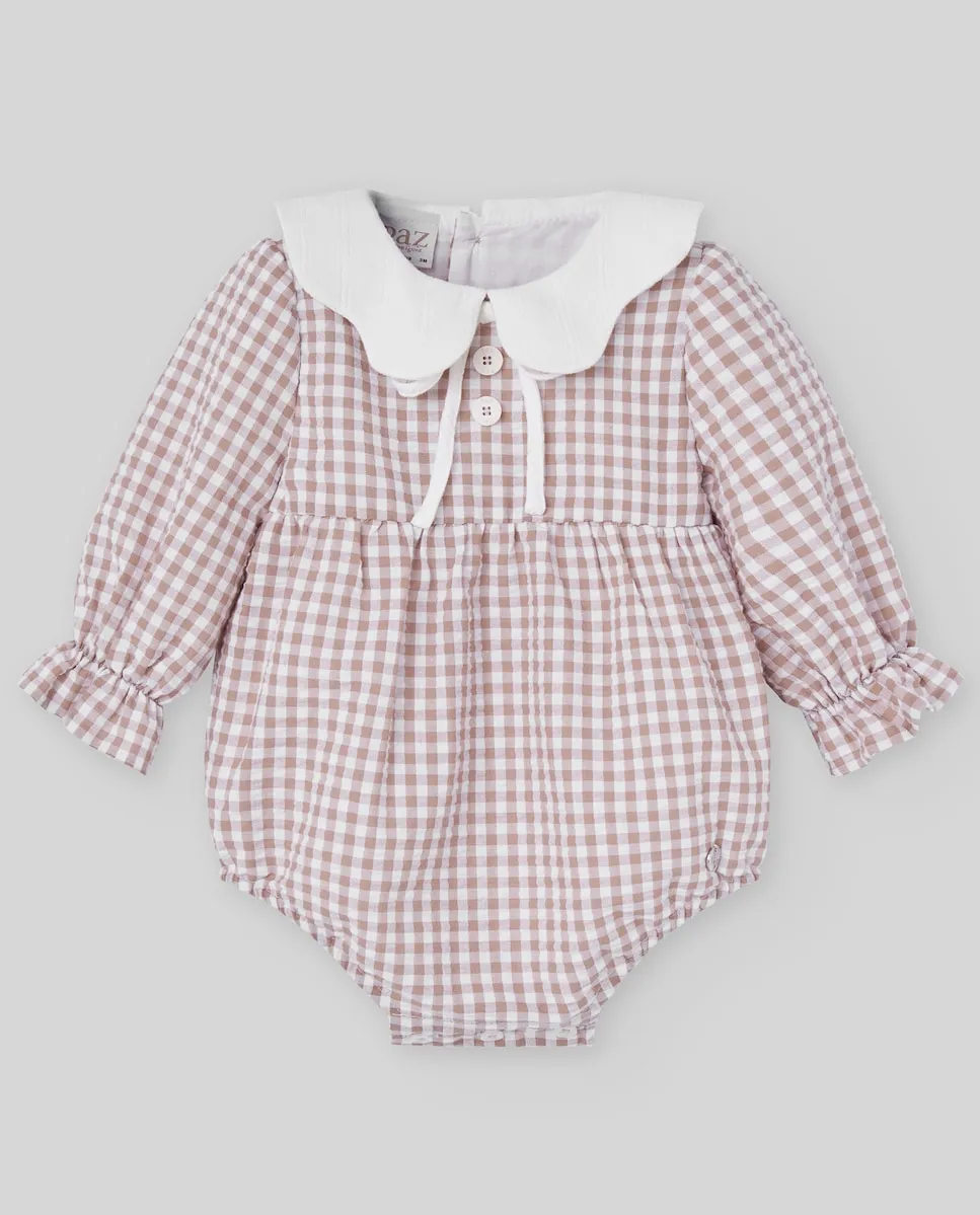 

Клетчатый детский комбинезон коллекции Setitas Paz Rodríguez, бежевый