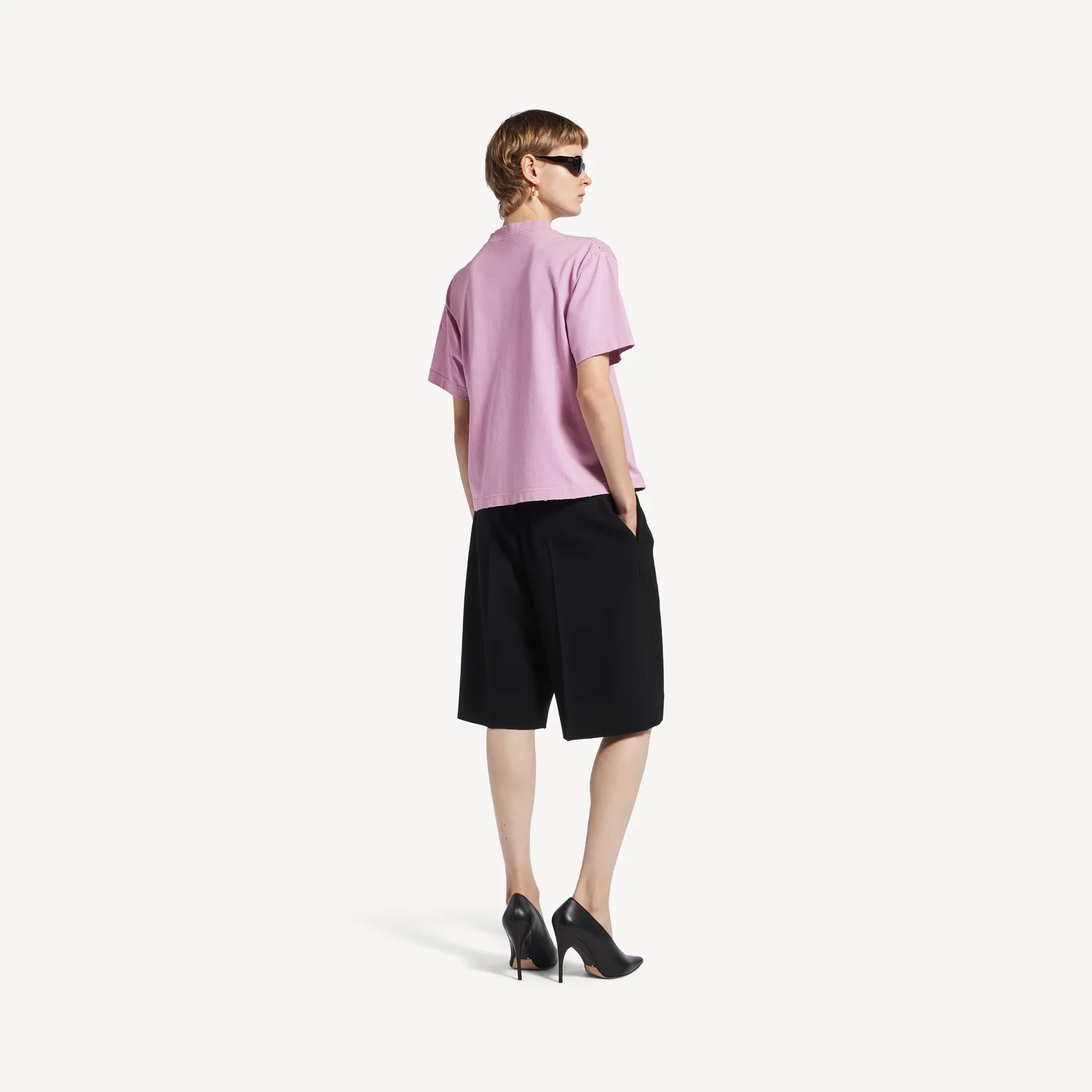 Женская футболка Balenciaga Sacré Cœur среднего кроя, старо-розовая — фото 4