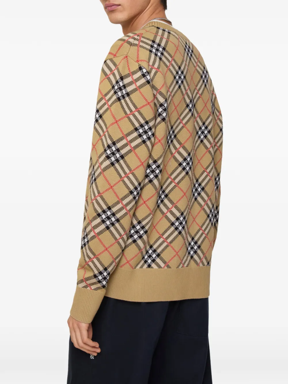 Свитер Burberry в клетку, бежевый — фото 3