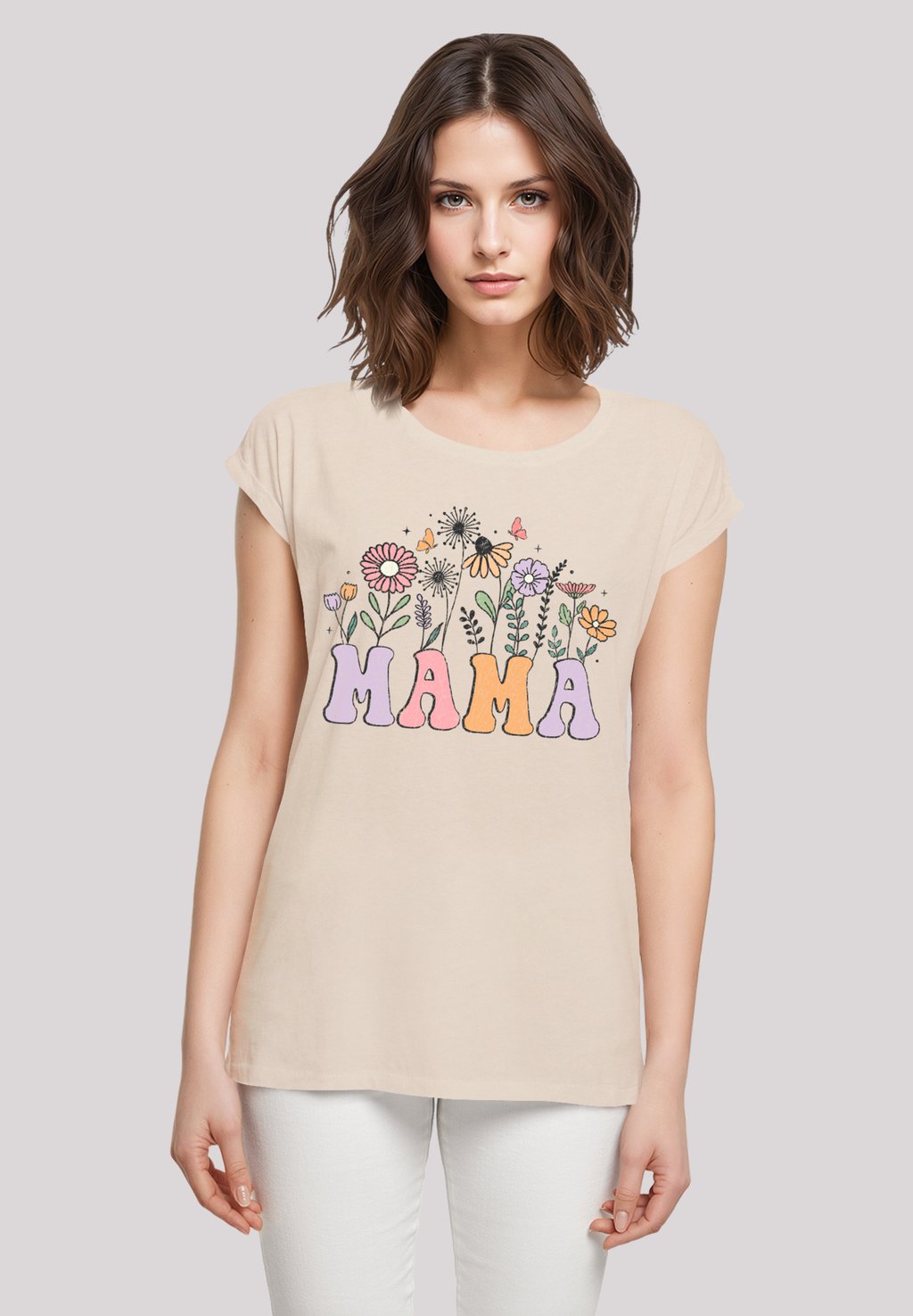 

Футболка с принтом MUTTERTAGS BLUMEN MAMA F4NT4STIC, песочный