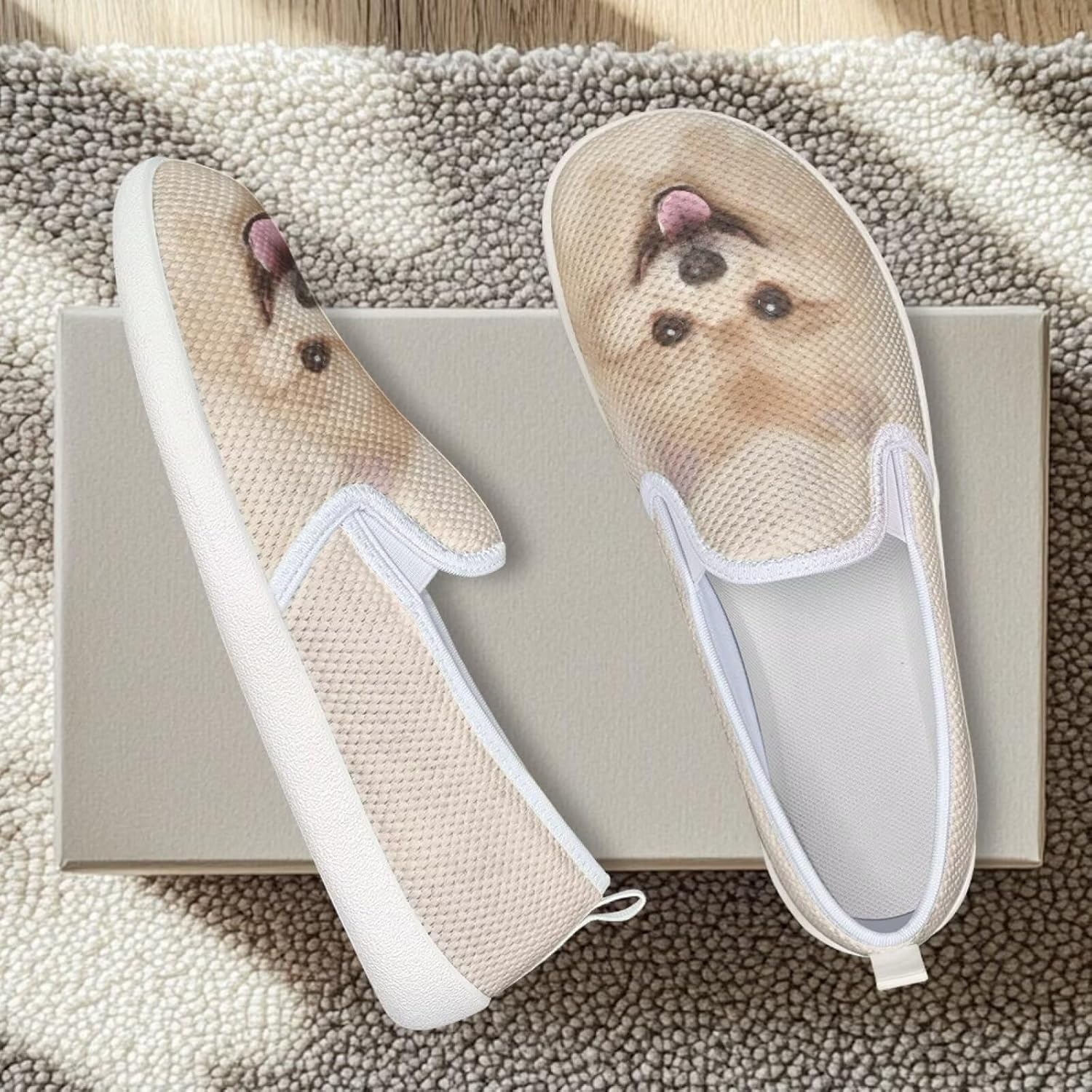 Мужские туфли с животным принтом, слипоны, удобные лоферы, модные повседневные кроссовки, сетчатые плоские туфли, широкие, легкие, размеры 4-9 Twousenru, Cute Puppy — фото 3
