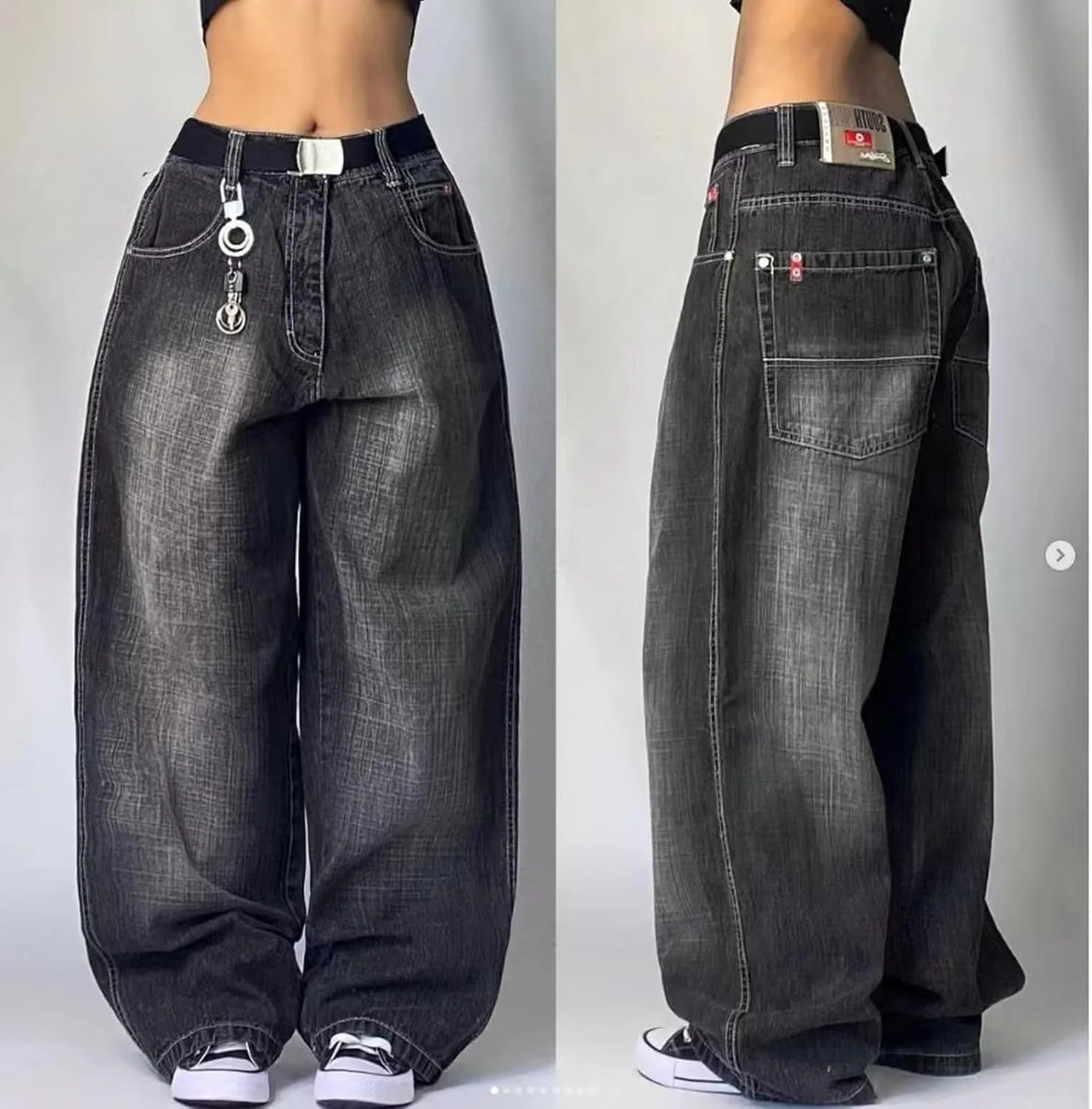 Женские джинсы baggy hip hop в стиле y2k — фото 3