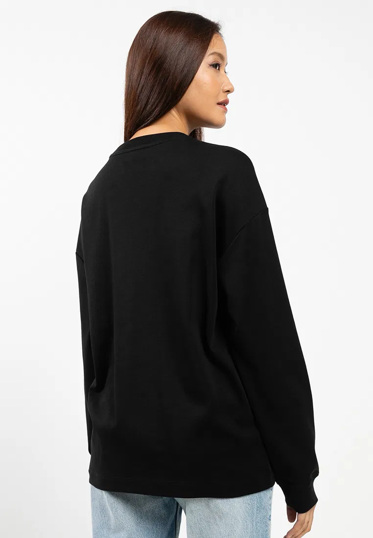 Футболка с длинным рукавом, оверсайз, Calvin Klein Jeans, черный — фото 2