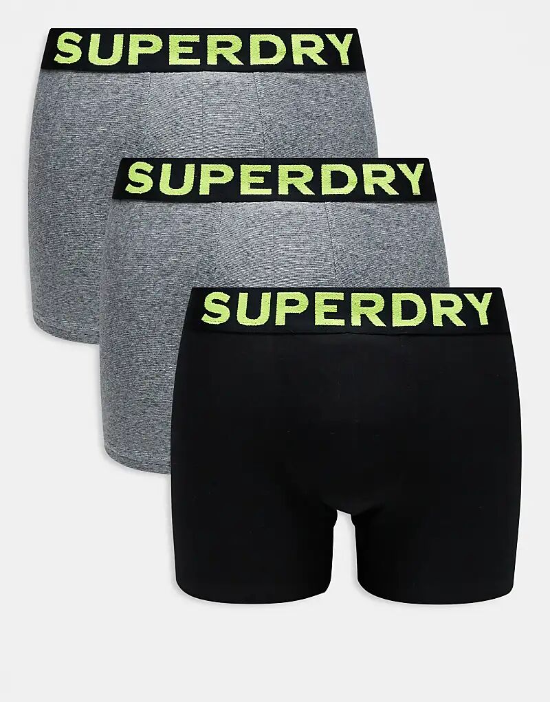 

Тройной набор Superdry Boxer в цвете хаки, полосатый/зернистый/черный