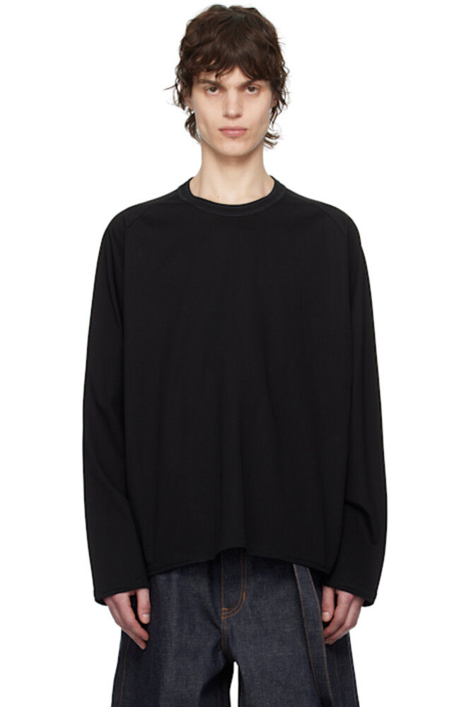 

Черная хлопковая трикотажная футболка с длинным рукавом sacai