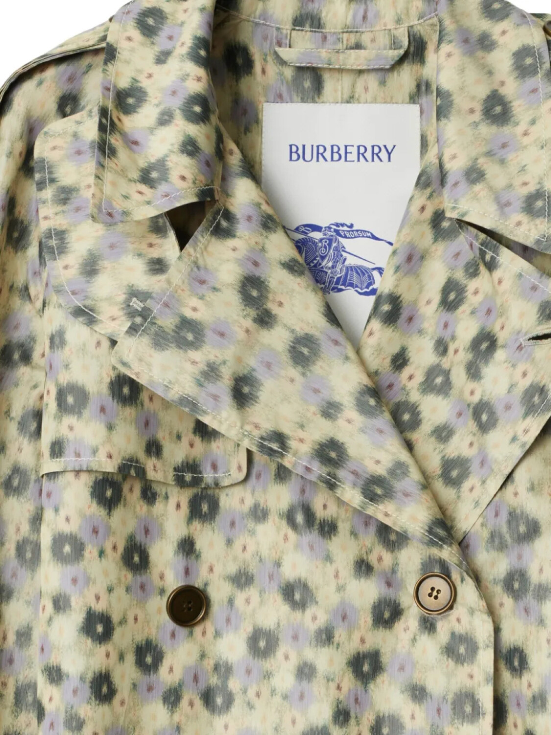 Тренчкот Burberry Длинный с принтом «маргаритки», нейтральный — фото 3