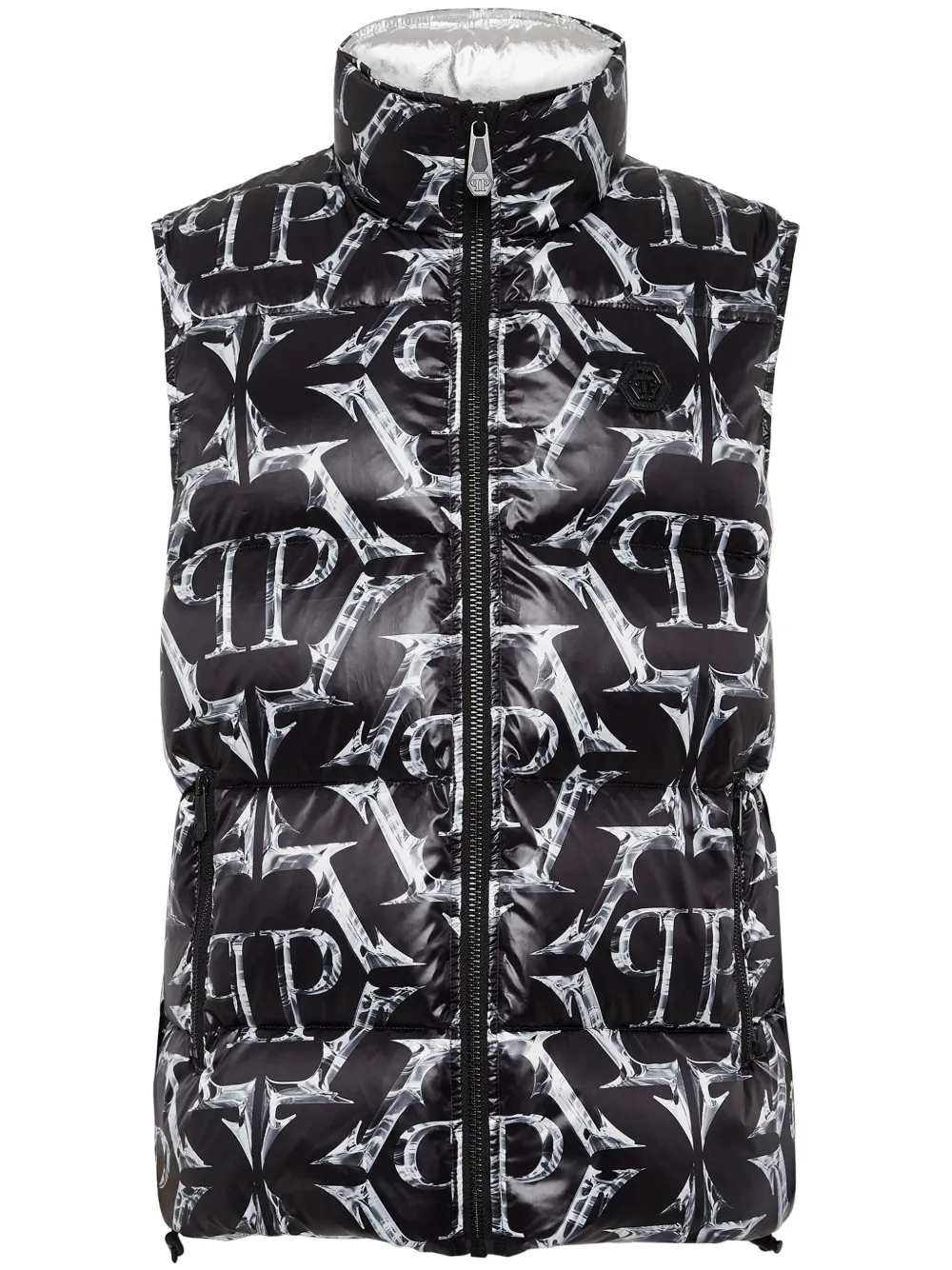 

Дутый жилет с логотипом Philipp Plein, черный