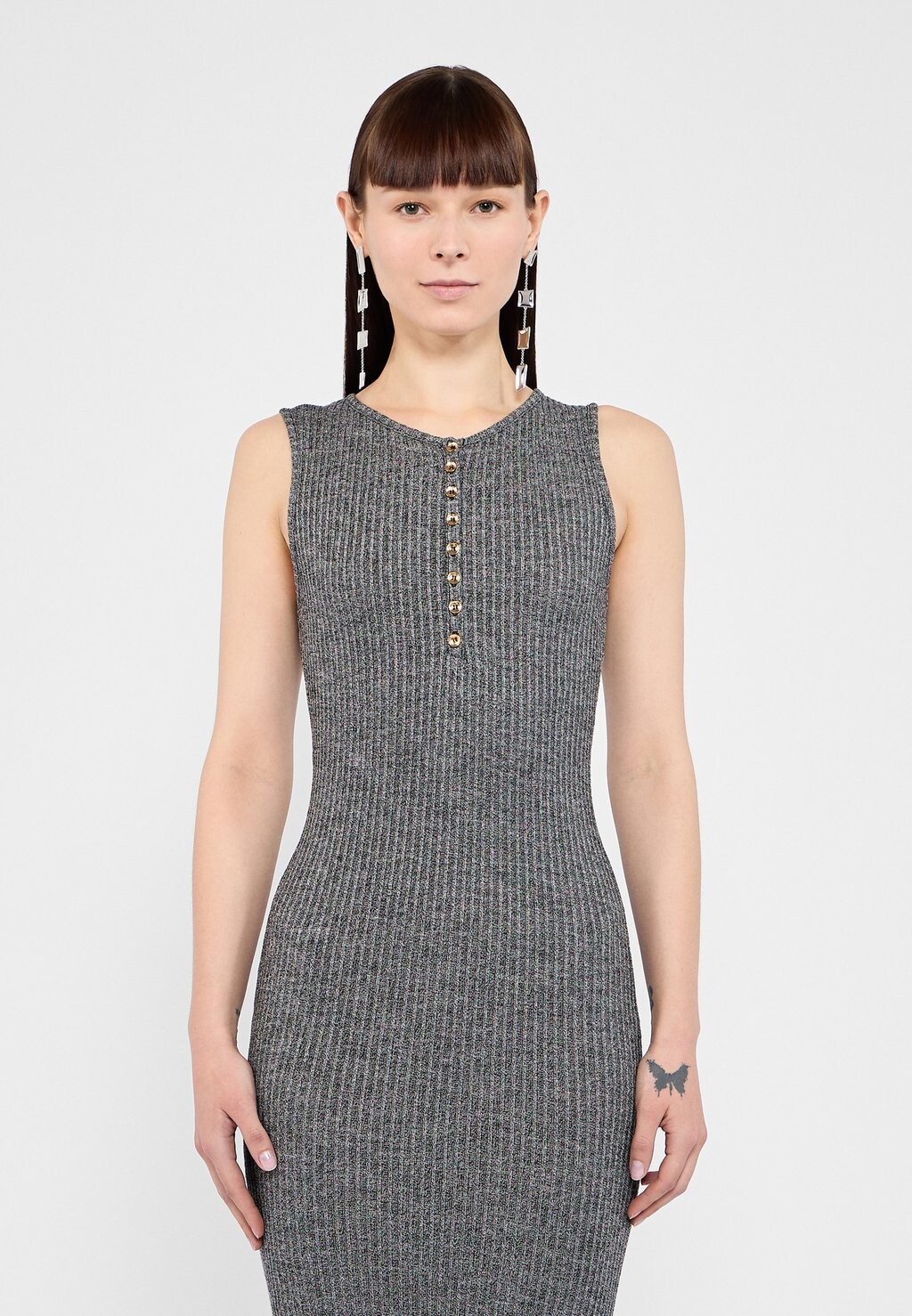 

Длинное платье Dimanche Button Dress BITE Studios, черно/белое
