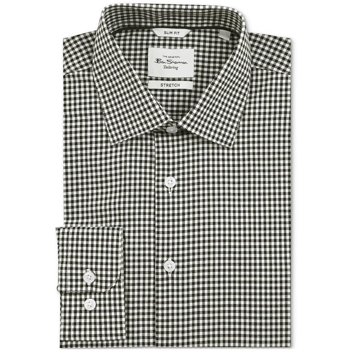 

Мужская клетчатая хлопковая рубашка на пуговицах Ben Sherman, белый/черный