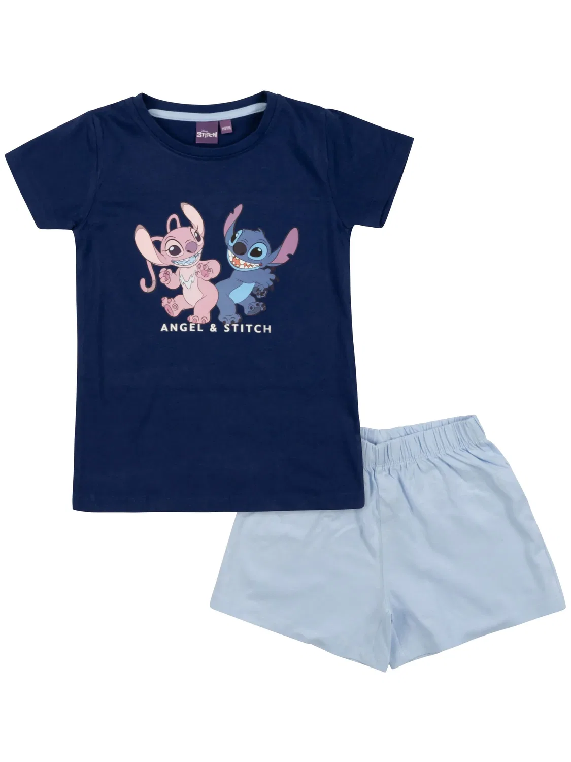 Пижама детская с принтом Angel & Stitch, Lilo & Stitch, синий — фото 2