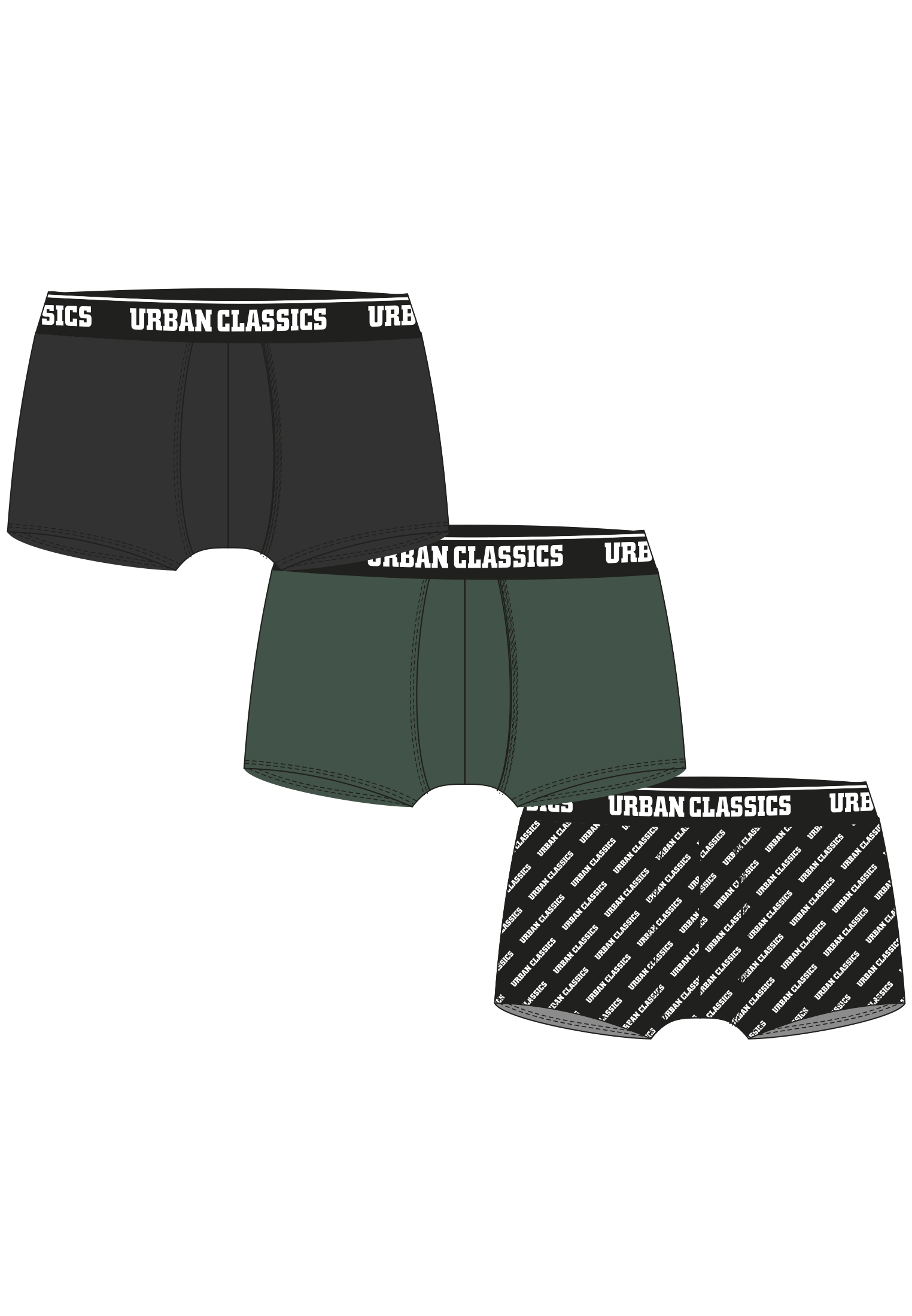 

Боксеры Urban Classics Boxershorts, цвет darkgreen+black+branded aop