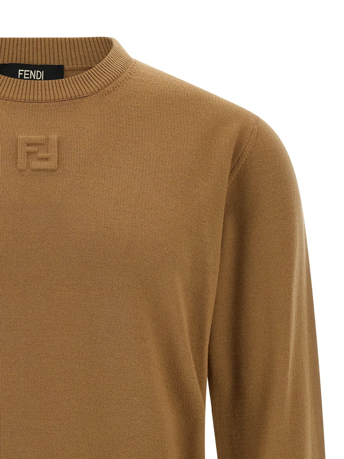 Шерстяной свитер FENDI, бежевый — фото 3