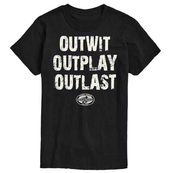 

Мужская футболка с графическим принтом Survivor Outwit Outplay Outlast Licensed Character, черный