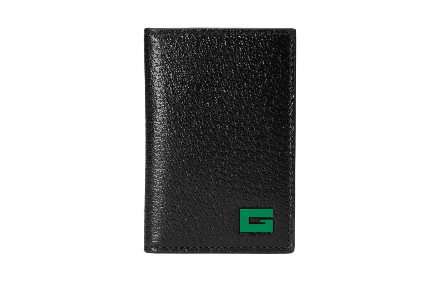 

GUCCI Кожаный картхолдер мужской черно-зеленый