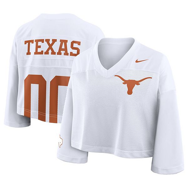 Женская белая футболка Texas Longhorns cropped mesh dri-fit Nike — фото 2