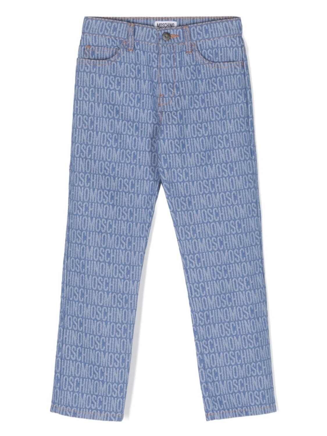 

Moschino Kids прямые джинсы с монограммой, синий