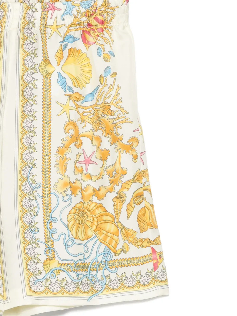 Шелковые шорты с принтом Underwater Barocco Versace Kids, желтый — фото 3