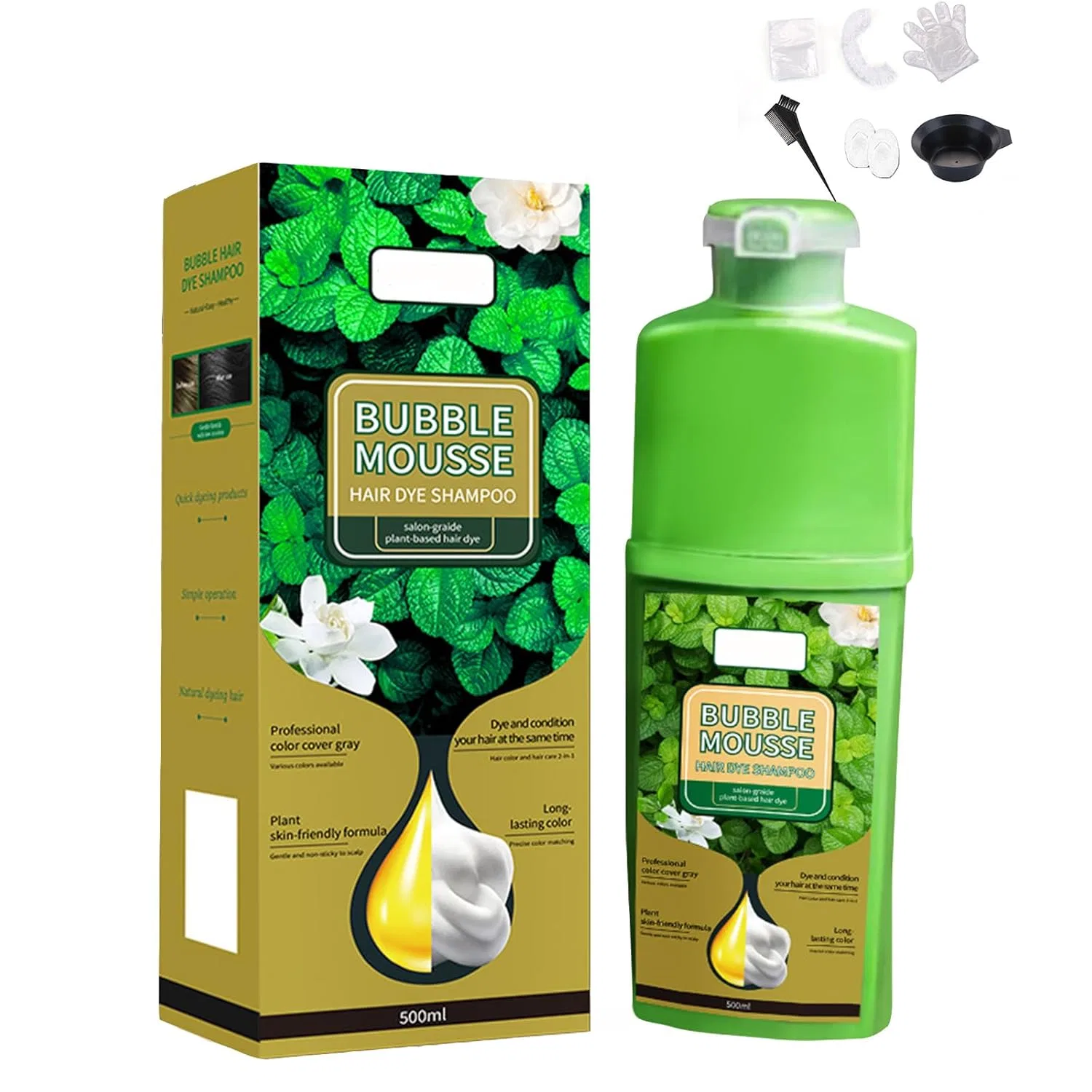 Стойкая пенная краска для волос 500 мл (натуральный черный) Guuzetu, Natural Black